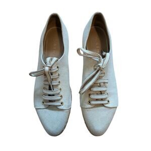 M Gemi Duna Beige Linen Lace Up Espadrille Loafer Size IT 39.5 US 8.5